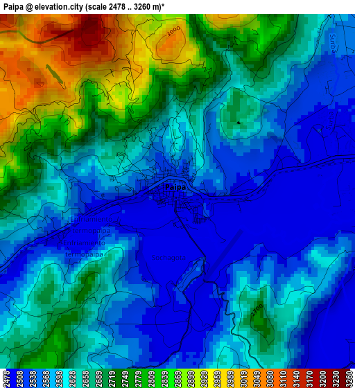 Paipa elevation map