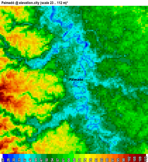 Paimadó elevation map