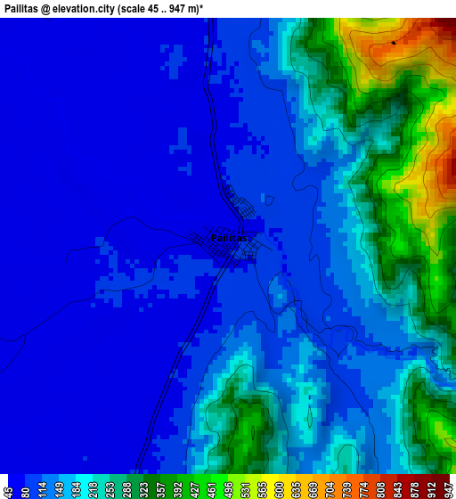 Pailitas elevation map