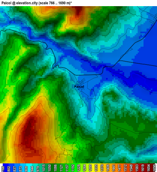 Paicol elevation map