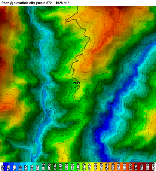 Páez elevation map