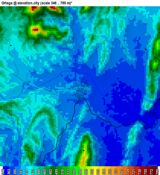 Ortega elevation map