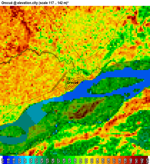 Orocué elevation map