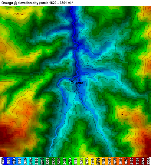 Onzaga elevation map