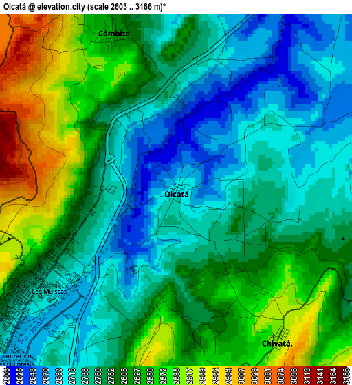 Oicatá elevation map