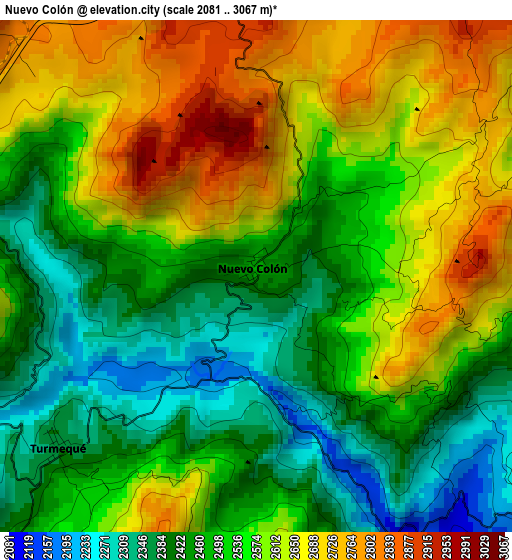 Nuevo Colón elevation map