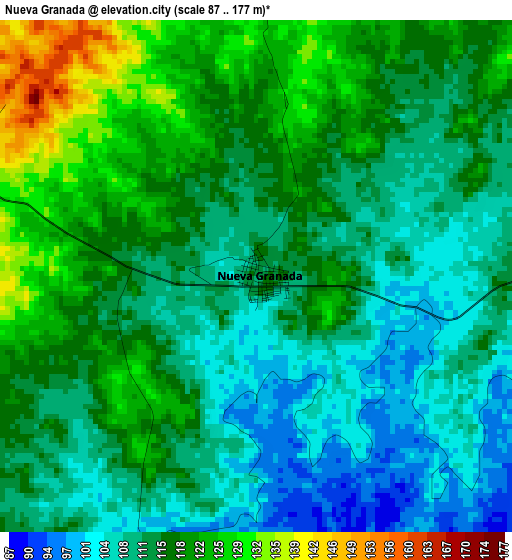 Nueva Granada elevation map