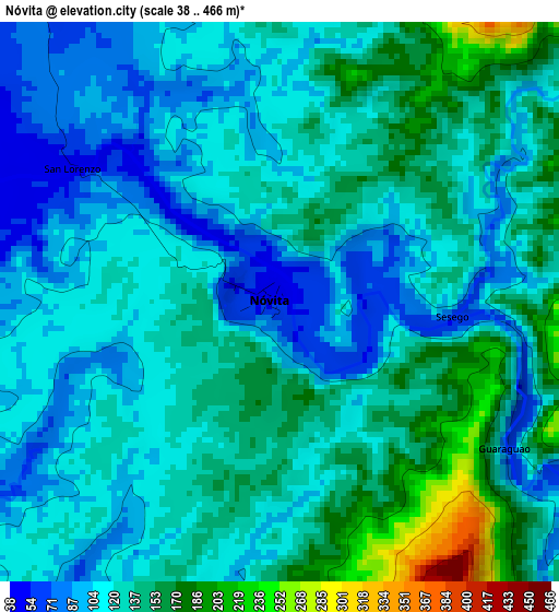 Nóvita elevation map