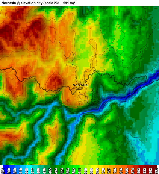 Norcasia elevation map