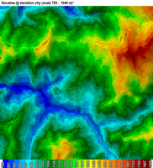 Nocaima elevation map