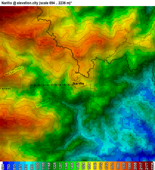 Nariño elevation map