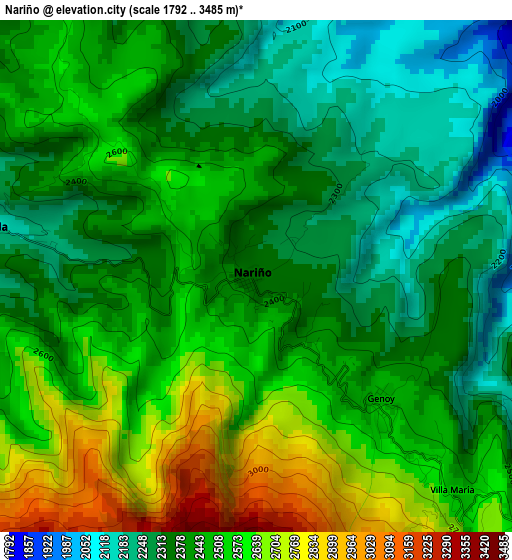 Nariño elevation map