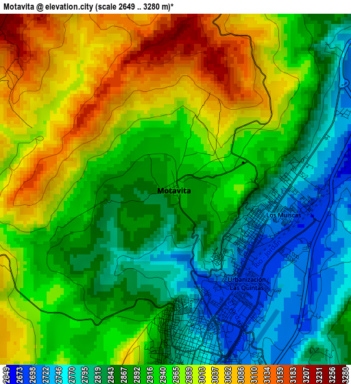 Motavita elevation map