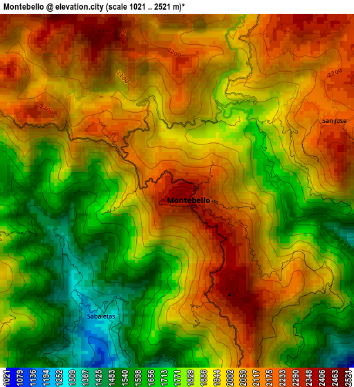 Montebello elevation map