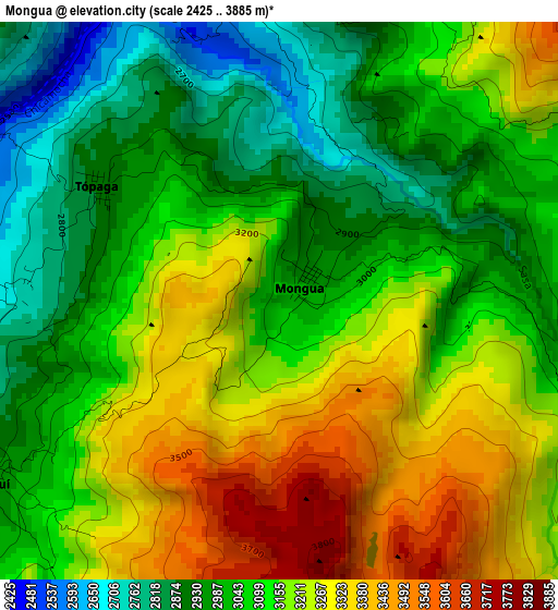 Mongua elevation map