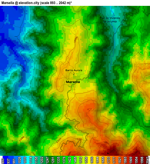 Marsella elevation map