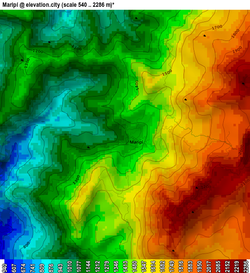 Maripí elevation map