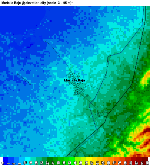 María la Baja elevation map