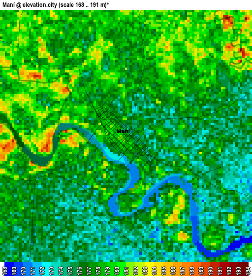 Maní elevation map