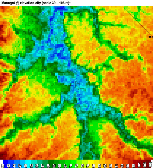 Managrú elevation map