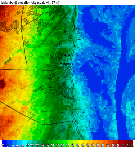 Malambo elevation map