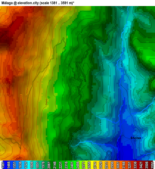 Málaga elevation map