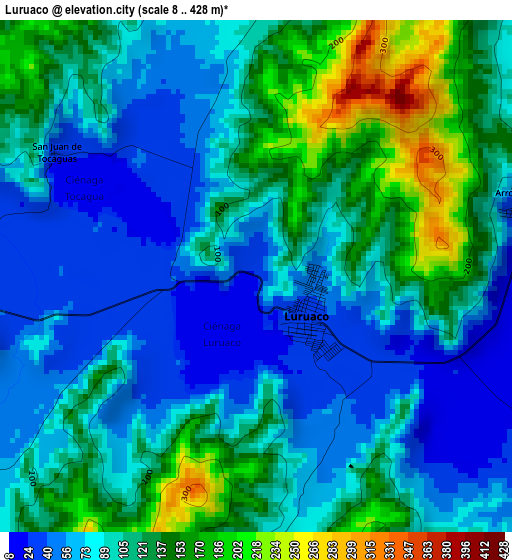 Luruaco elevation map