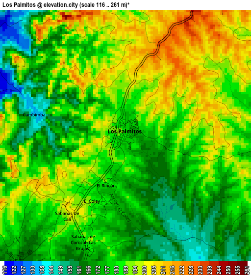 Los Palmitos elevation map