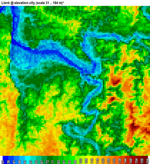 Lloró elevation map