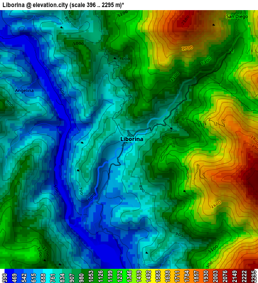 Liborina elevation map