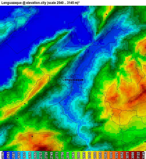 Lenguazaque elevation map