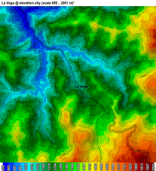 La Vega elevation map
