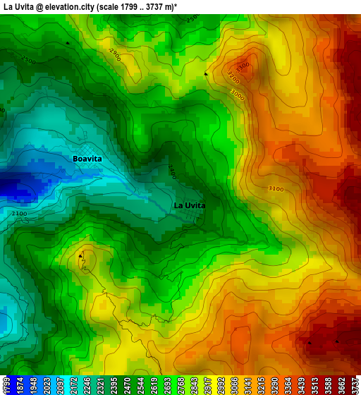 La Uvita elevation map