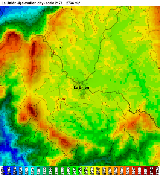 La Unión elevation map