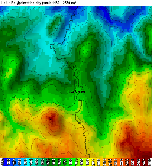 La Unión elevation map