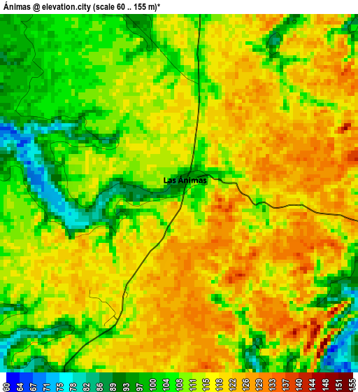 Ánimas elevation map