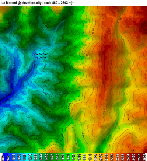 La Merced elevation map