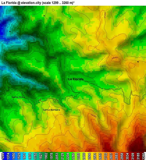 La Florida elevation map