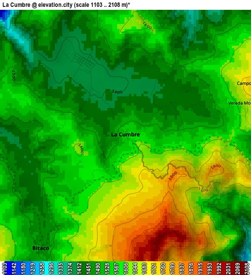 La Cumbre elevation map