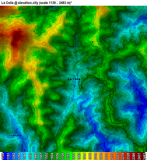 La Celia elevation map