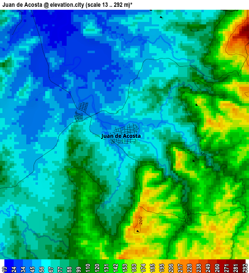 Juan de Acosta elevation map