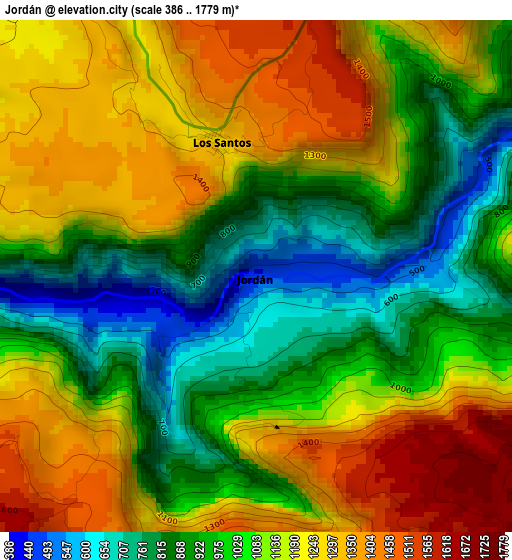 Jordán elevation map