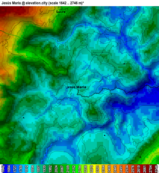 Jesús María elevation map