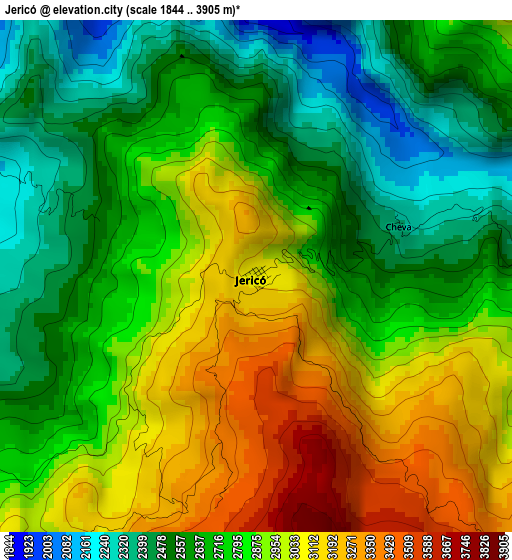 Jericó elevation map