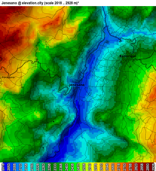 Jenesano elevation map