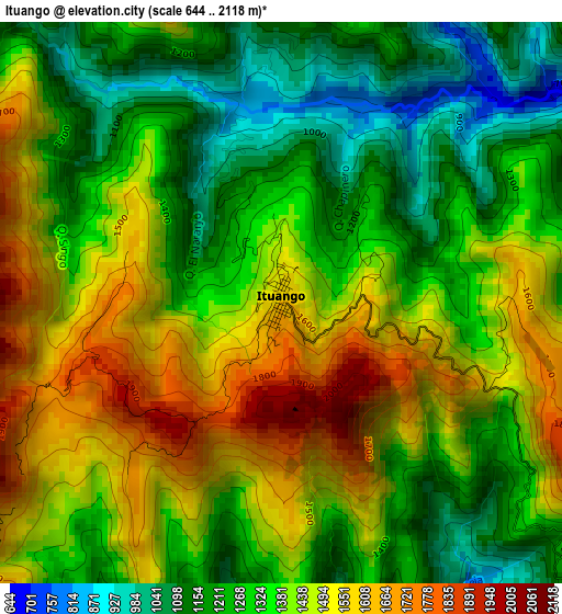 Ituango elevation map