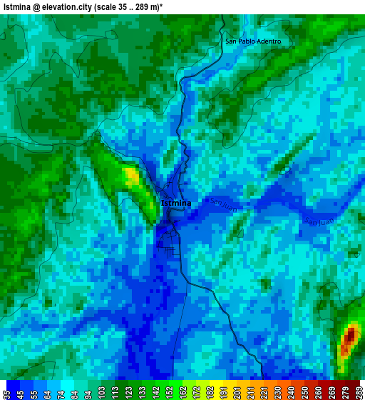 Istmina elevation map