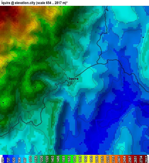 Íquira elevation map