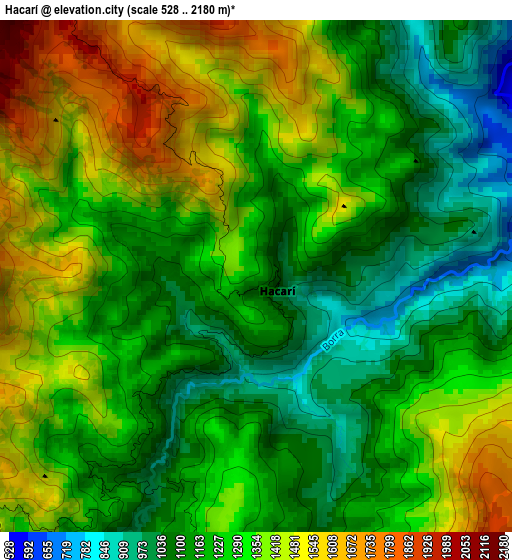 Hacarí elevation map