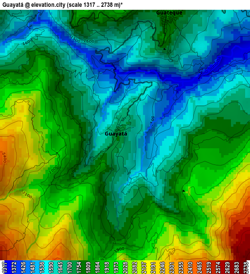 Guayatá elevation map